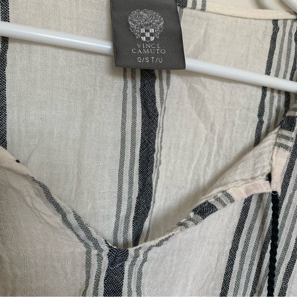 Vince Camuto Striped Tassel Cover Up Top - Picture 2 of 4